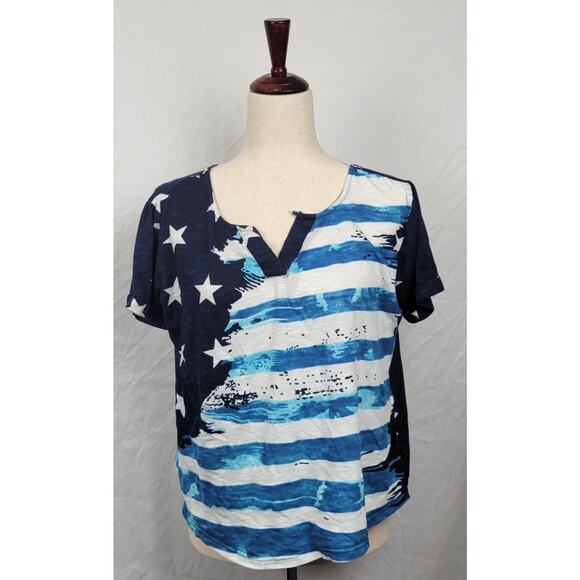 Keren Hart Cotton & Viscose Women's Medium Blue and White Blouse - Picture 1 of 6